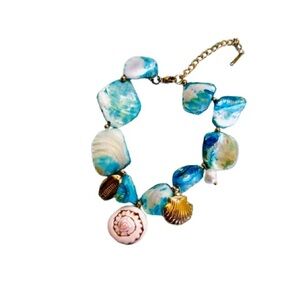 Ocean theme Blue and Gold Bohemian Beaded Bracelet Beach Vacation Resort